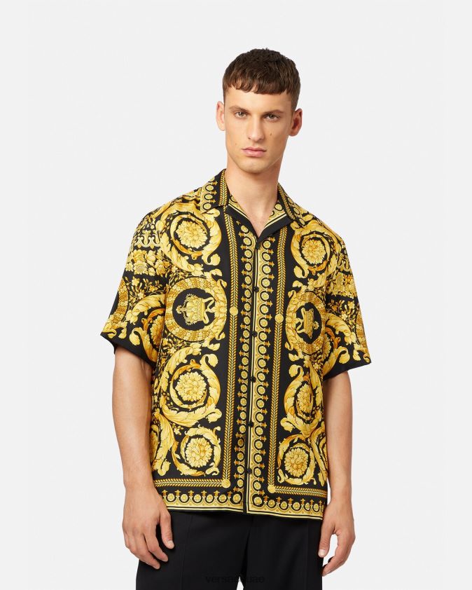 رجال قميص حريري باروكو Versace مطبعة 0FVD2J1297 ملابس