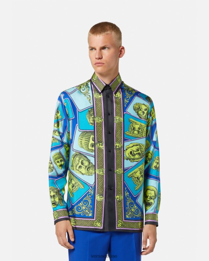 رجال قميص من الحرير Versace مطبعة 0FVD2J1305 ملابس