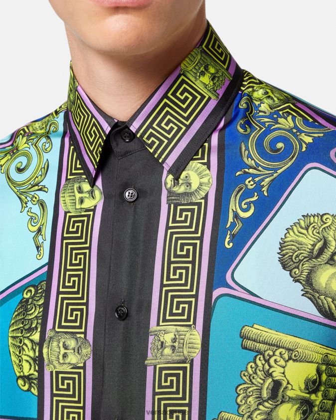 رجال قميص من الحرير Versace مطبعة 0FVD2J1305 ملابس