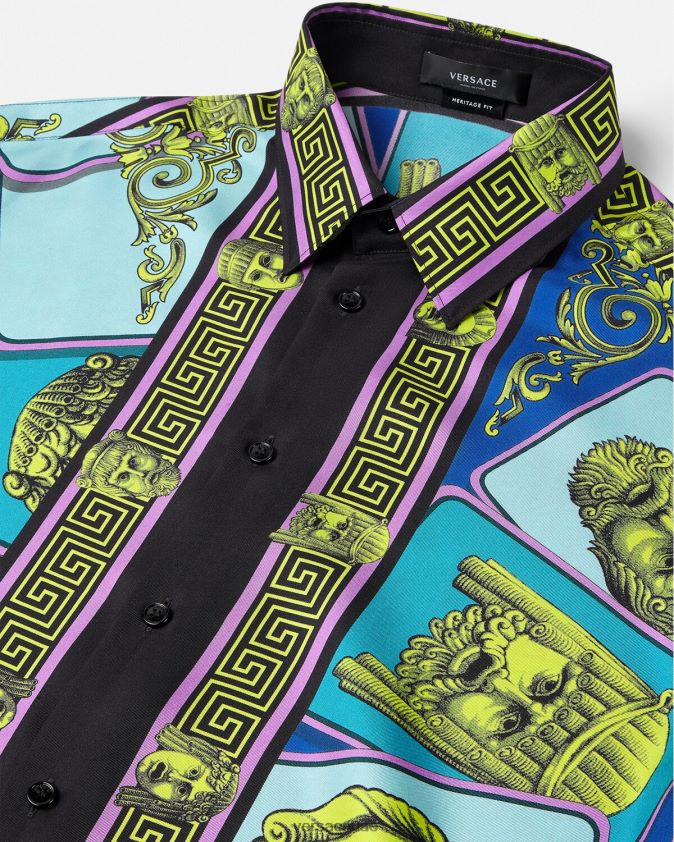 رجال قميص من الحرير Versace مطبعة 0FVD2J1305 ملابس