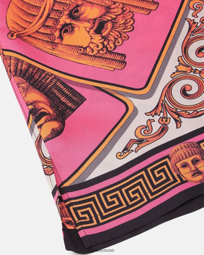 رجال قميص من الحرير Versace الوردي والطباعة 0FVD2J1307 ملابس