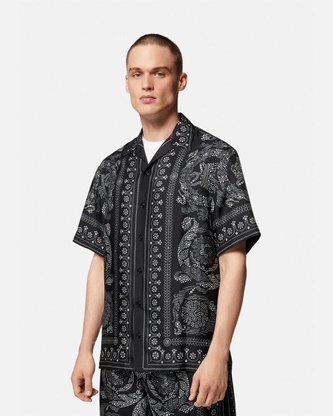 رجال قميص من الحرير بتصميم باروكو Versace مطبعة 0FVD2J1315 ملابس