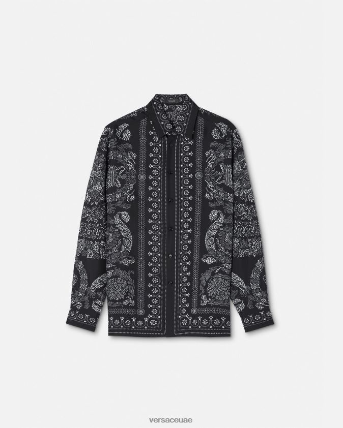 رجال قميص من الحرير بتصميم باروكو Versace مطبعة 0FVD2J1316 ملابس