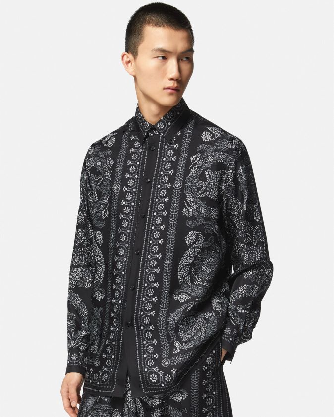 رجال قميص من الحرير بتصميم باروكو Versace مطبعة 0FVD2J1316 ملابس