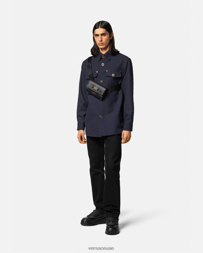 رجال قميص ميدوسا بنقش مربعات Versace أزرق 0FVD2J1322 ملابس