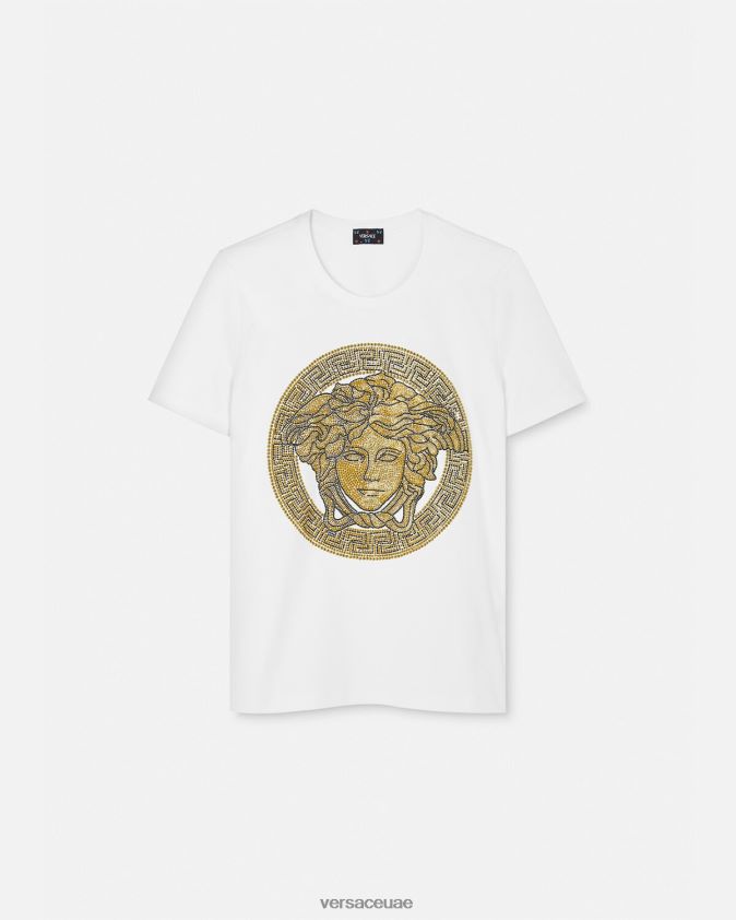 نحيف تي شيرت كريستال لا ميدوسا Versace ذهب ابيض 0FVD2J133 ملابس