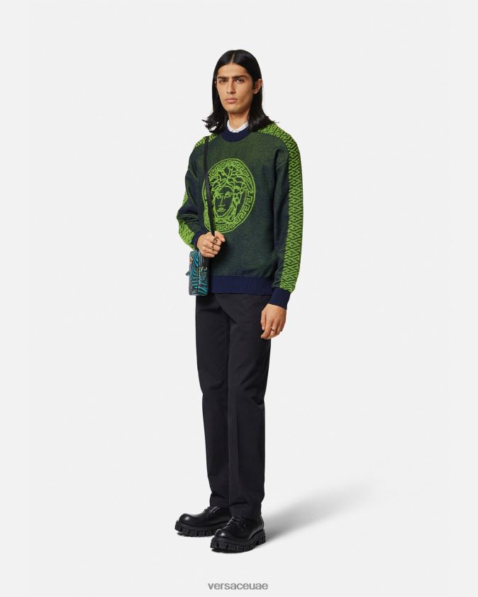رجال سترة تيري لا غريكا ميدوسا Versace أزرق أخضر 0FVD2J1331 ملابس