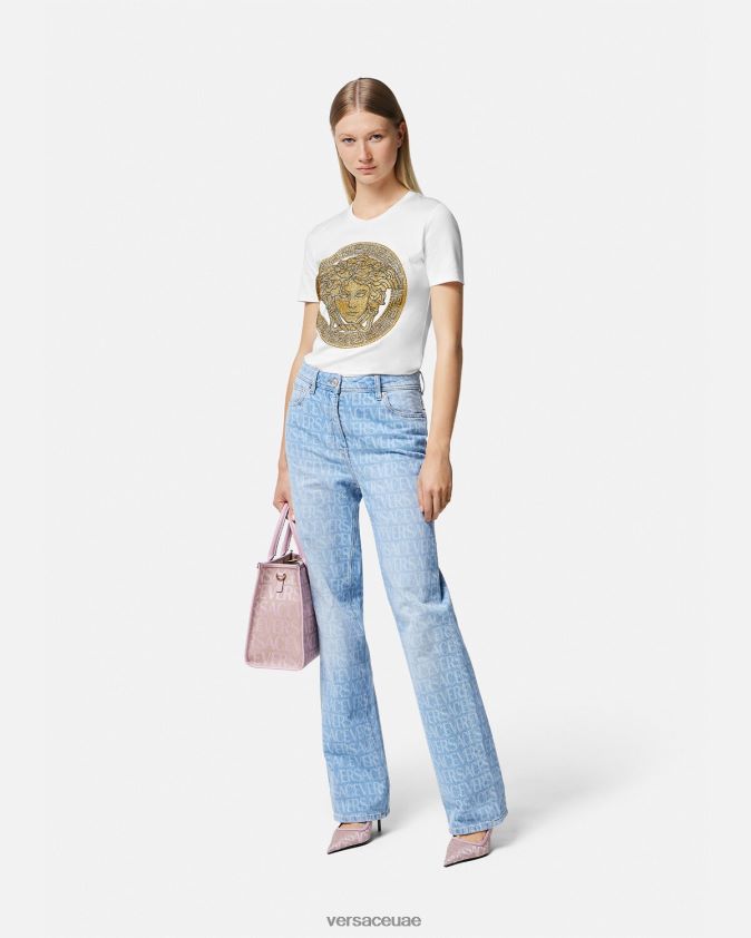 نحيف تي شيرت كريستال لا ميدوسا Versace ذهب ابيض 0FVD2J133 ملابس