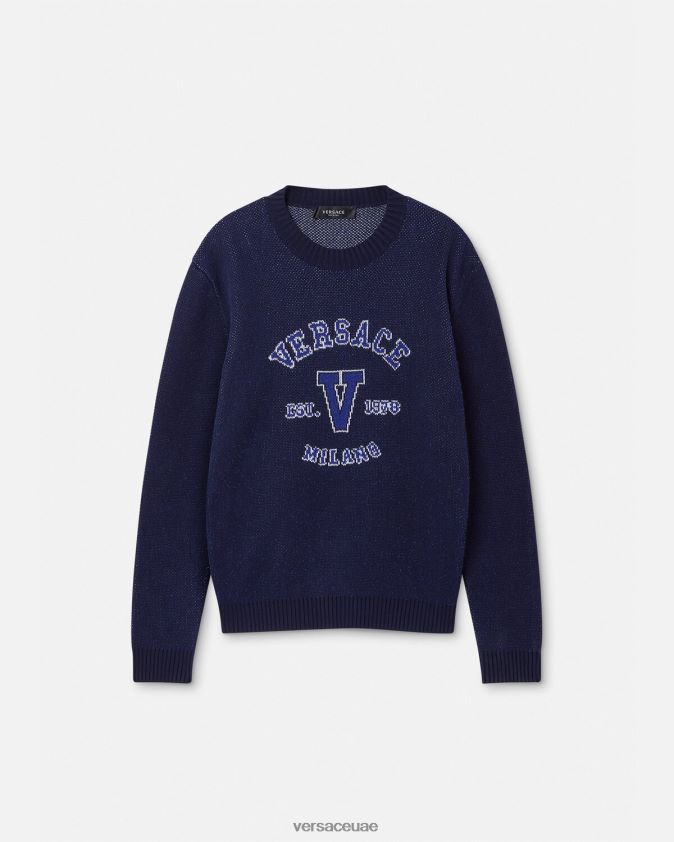 رجال سترة بشعار إنتارسيا Versace أزرق 0FVD2J1349 ملابس