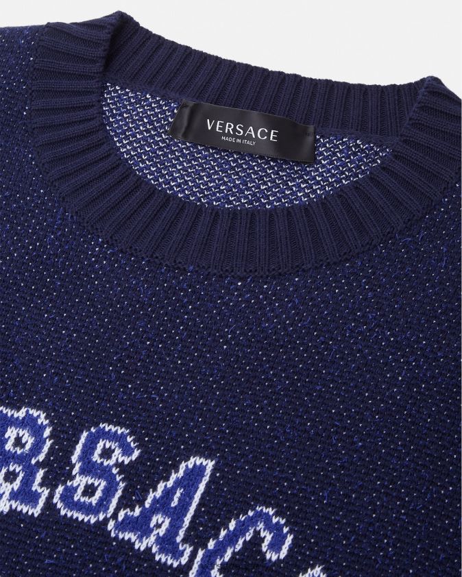 رجال سترة بشعار إنتارسيا Versace أزرق 0FVD2J1349 ملابس