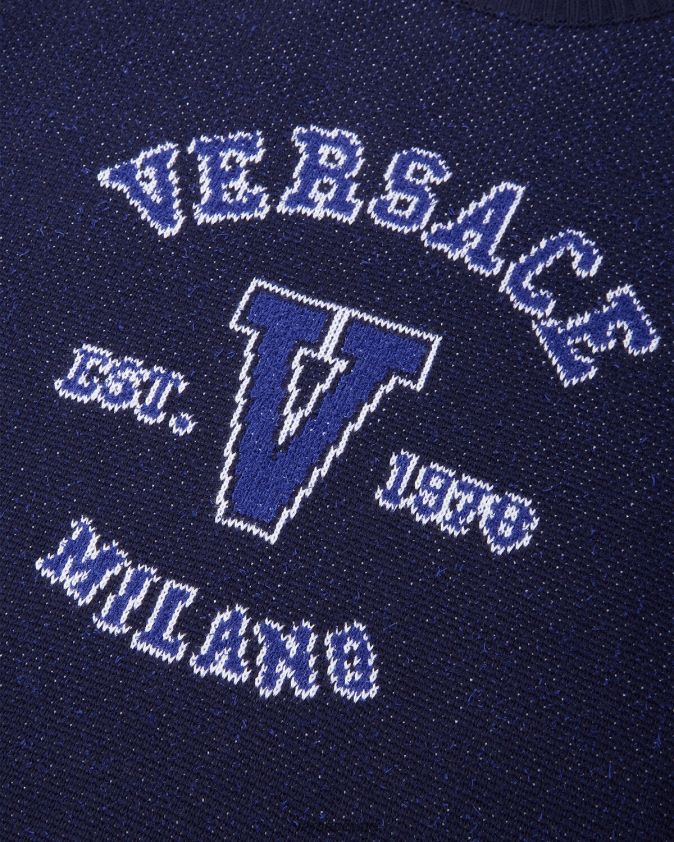 رجال سترة بشعار إنتارسيا Versace أزرق 0FVD2J1349 ملابس