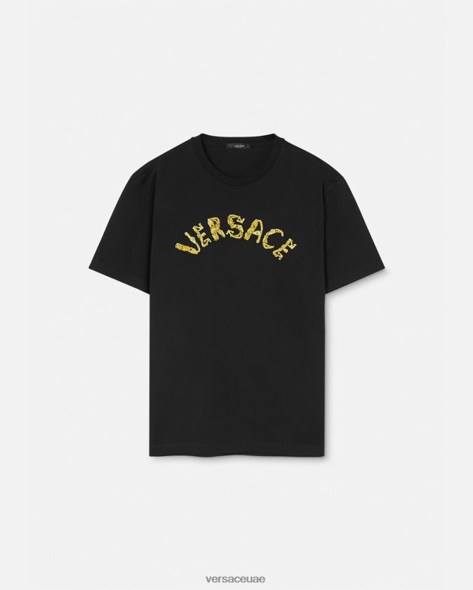 رجال تيشيرت بشعار صدف الباروك Versace أسود 0FVD2J1359 ملابس