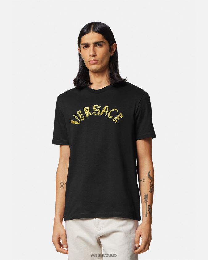 رجال تيشيرت بشعار صدف الباروك Versace أسود 0FVD2J1359 ملابس