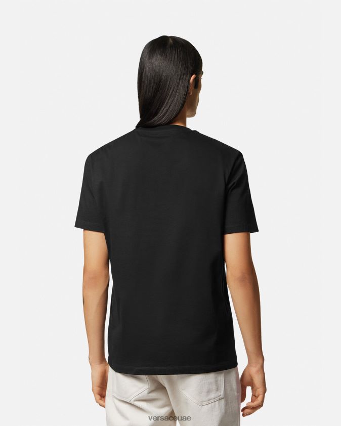 رجال تيشيرت بشعار صدف الباروك Versace أسود 0FVD2J1359 ملابس