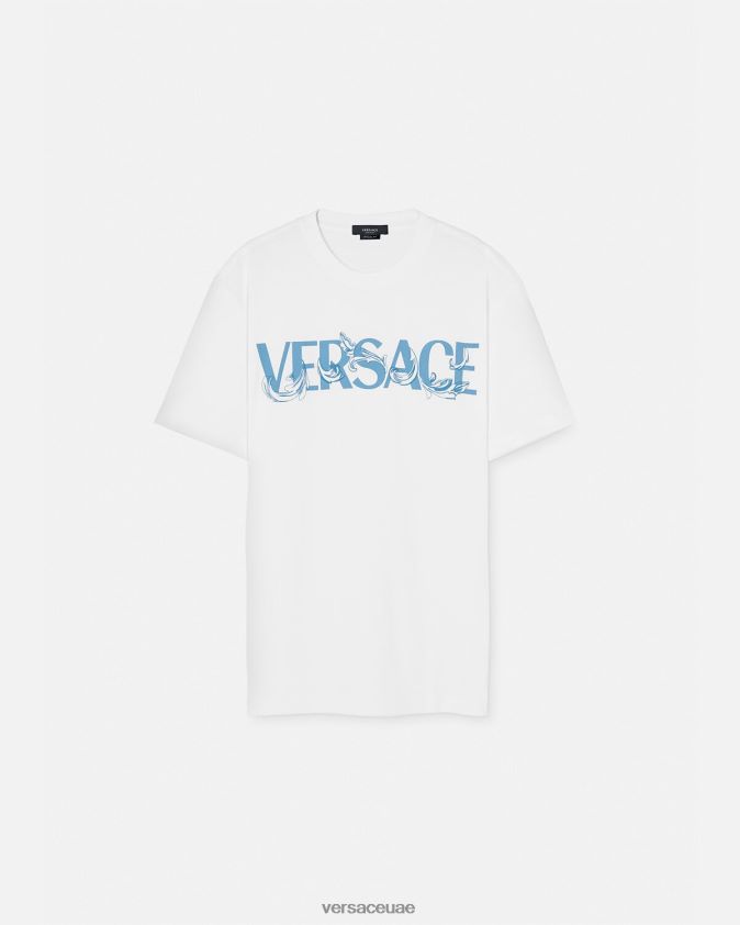 رجال تي شيرت بشعار صورة ظلية باروكو Versace أبيض 0FVD2J1366 ملابس