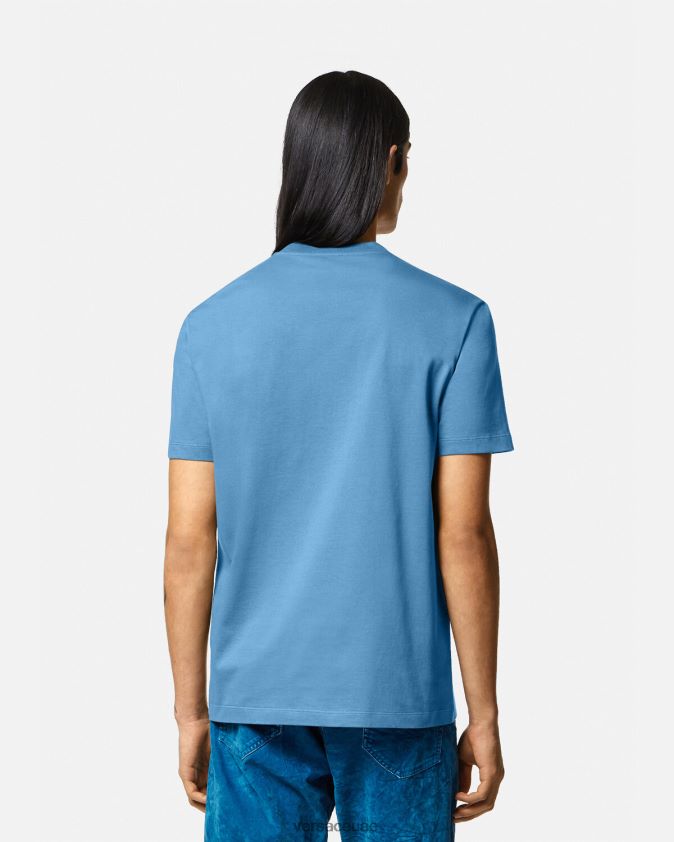 رجال تي شيرت بشعار صورة ظلية باروكو Versace أزرق فاتح 0FVD2J1367 ملابس