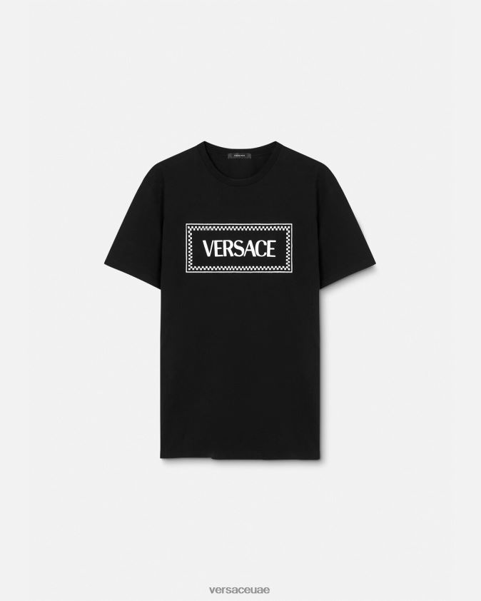 نحيف تيشيرت بشعار مطرز Versace أسود 0FVD2J137 ملابس