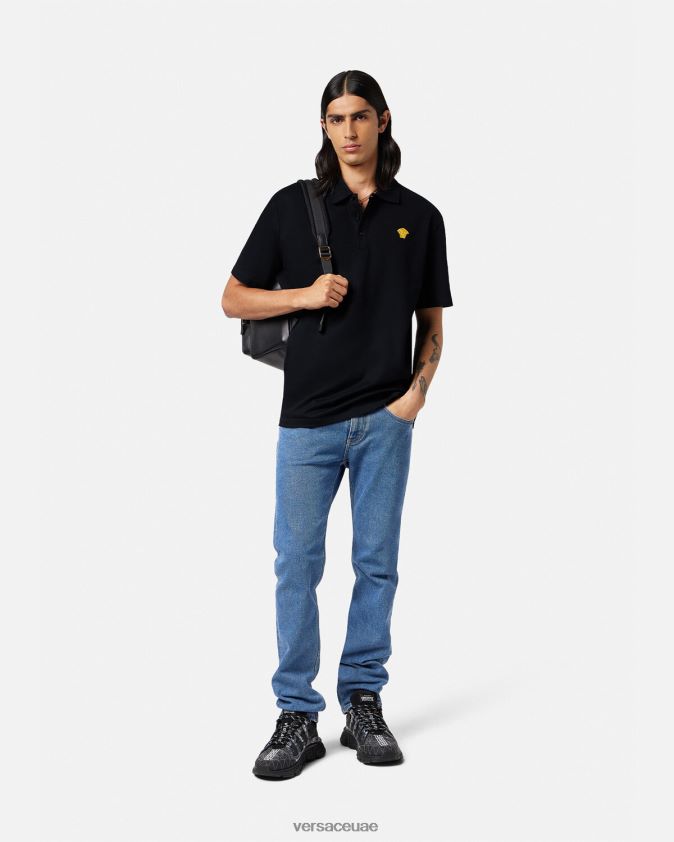 رجال قميص بولو ميدوسا بأكمام قصيرة Versace أسود 0FVD2J1373 ملابس