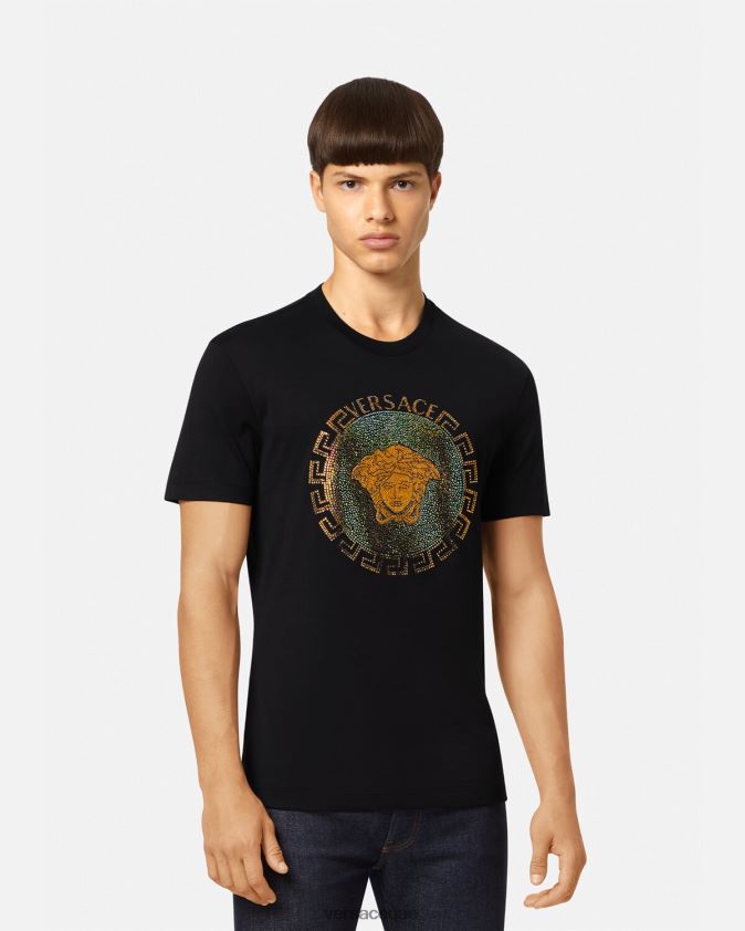رجال تي شيرت كريستال ميدوسا Versace أسود 0FVD2J1374 ملابس