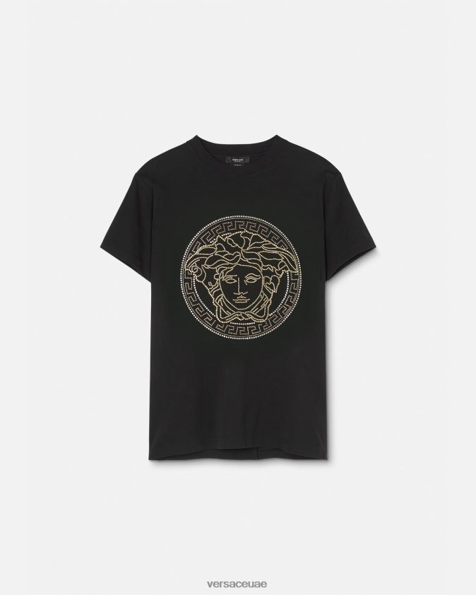 رجال تيشيرت مزين بشعار ميدوسا Versace أسود 0FVD2J1377 ملابس