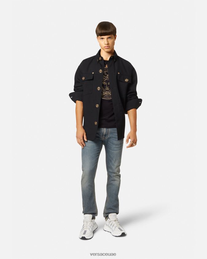 رجال تيشيرت مزين بشعار ميدوسا Versace أسود 0FVD2J1377 ملابس