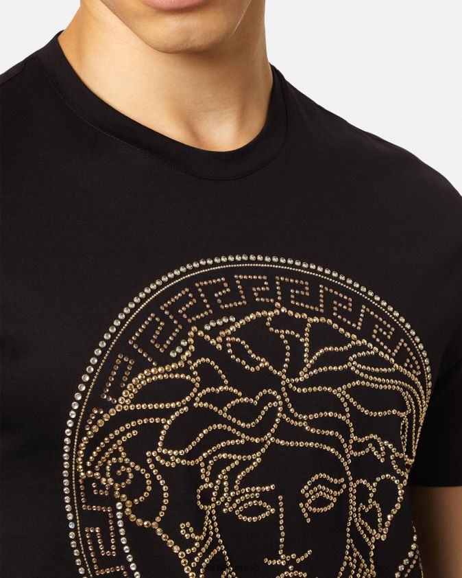 رجال تيشيرت مزين بشعار ميدوسا Versace أسود 0FVD2J1377 ملابس