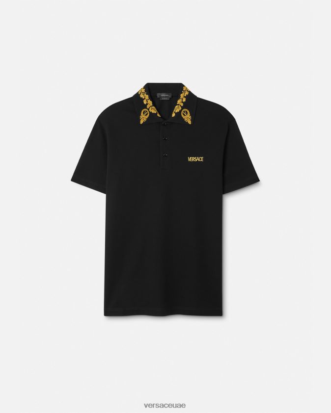 رجال قميص بولو باروكي من ماشيرا Versace أسود 0FVD2J1389 ملابس