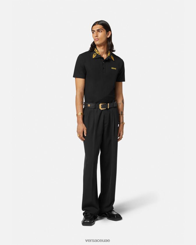 رجال قميص بولو باروكي من ماشيرا Versace أسود 0FVD2J1389 ملابس