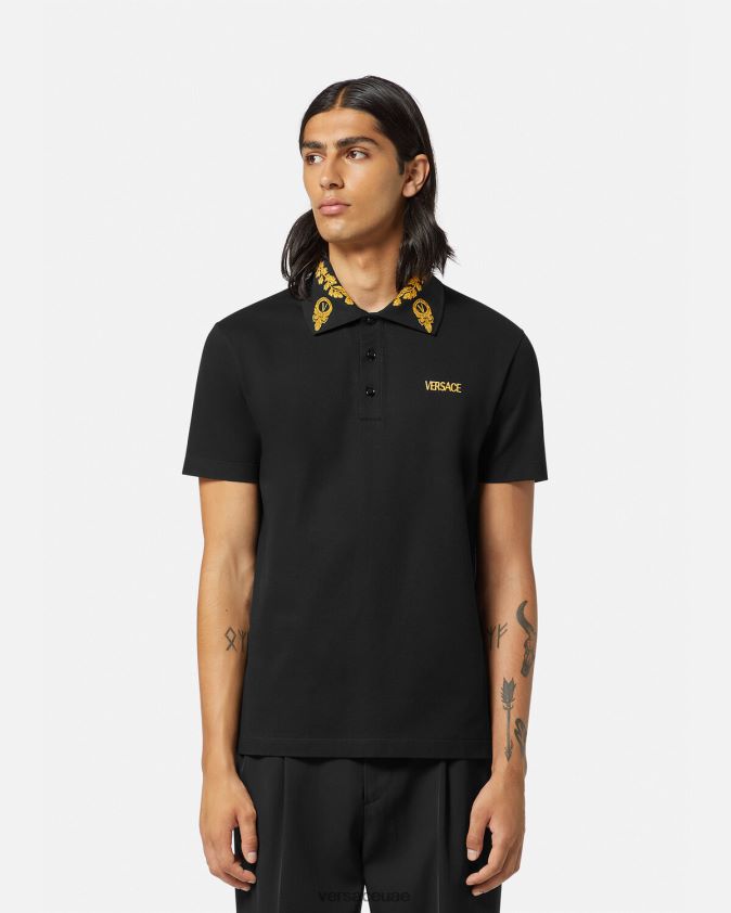رجال قميص بولو باروكي من ماشيرا Versace أسود 0FVD2J1389 ملابس