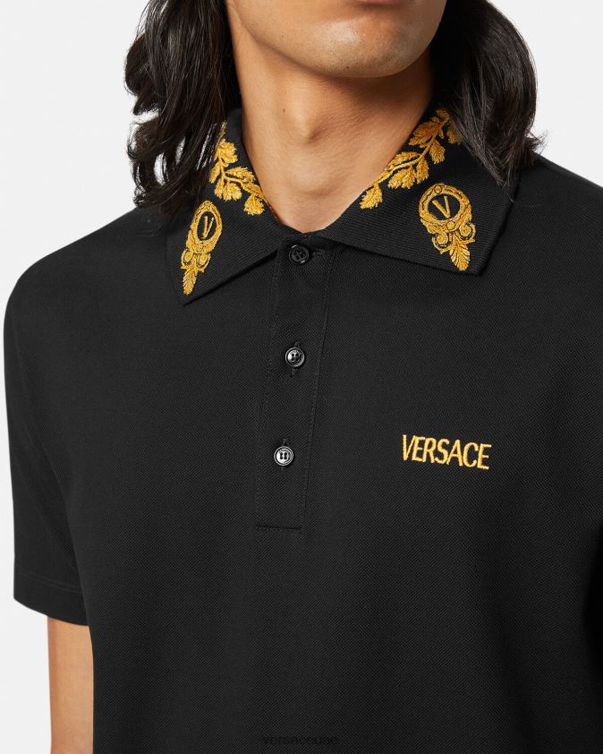 رجال قميص بولو باروكي من ماشيرا Versace أسود 0FVD2J1389 ملابس