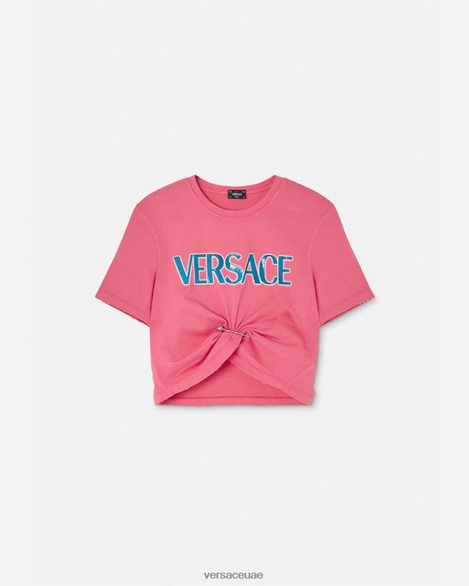 نحيف تي شيرت بشعار دبوس الأمان Versace لون القرنفل 0FVD2J139 ملابس