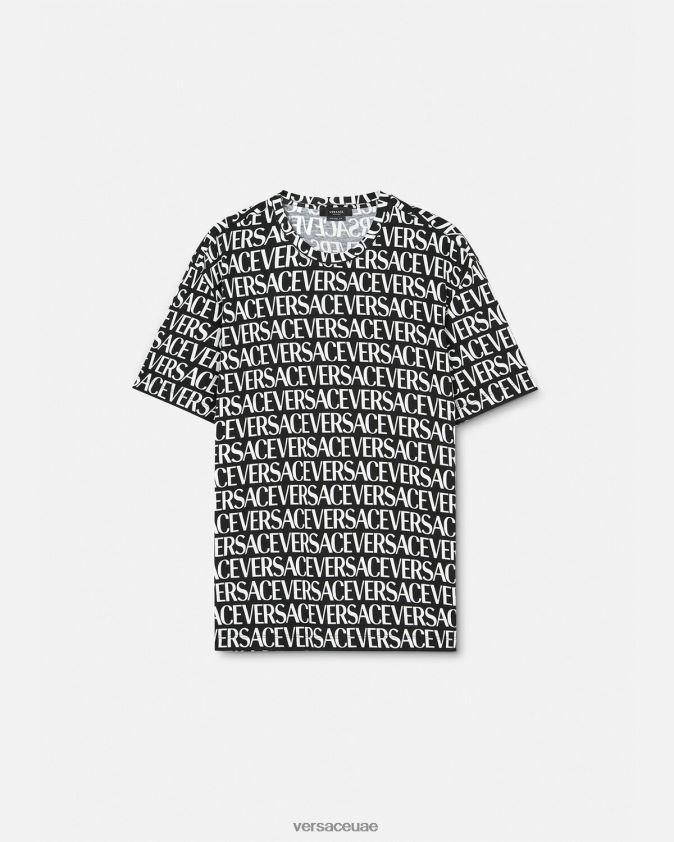 رجال كل انحاء تي شيرت Versace أسود وطباعة 0FVD2J1390 ملابس