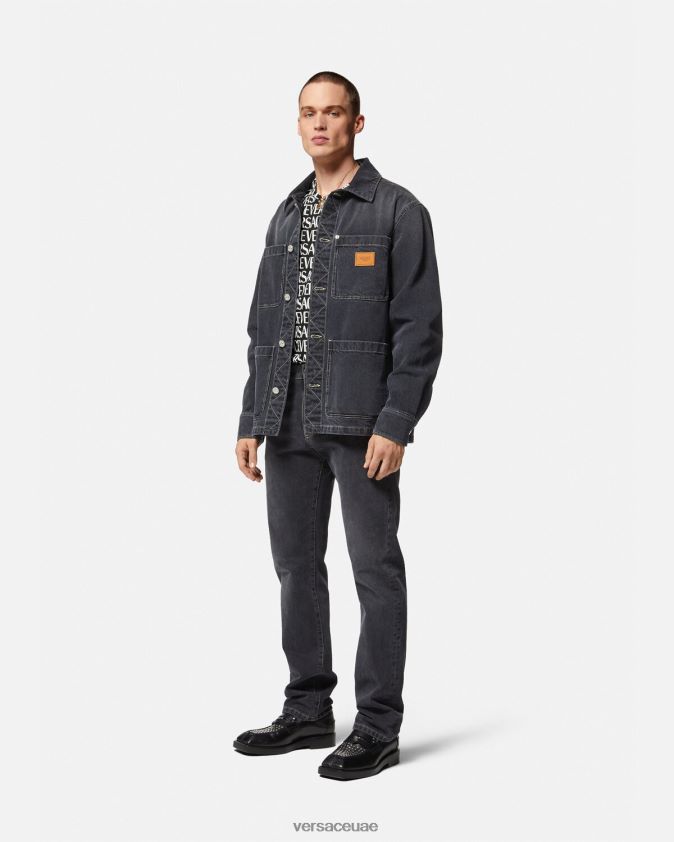 رجال كل انحاء تي شيرت Versace أسود وطباعة 0FVD2J1390 ملابس