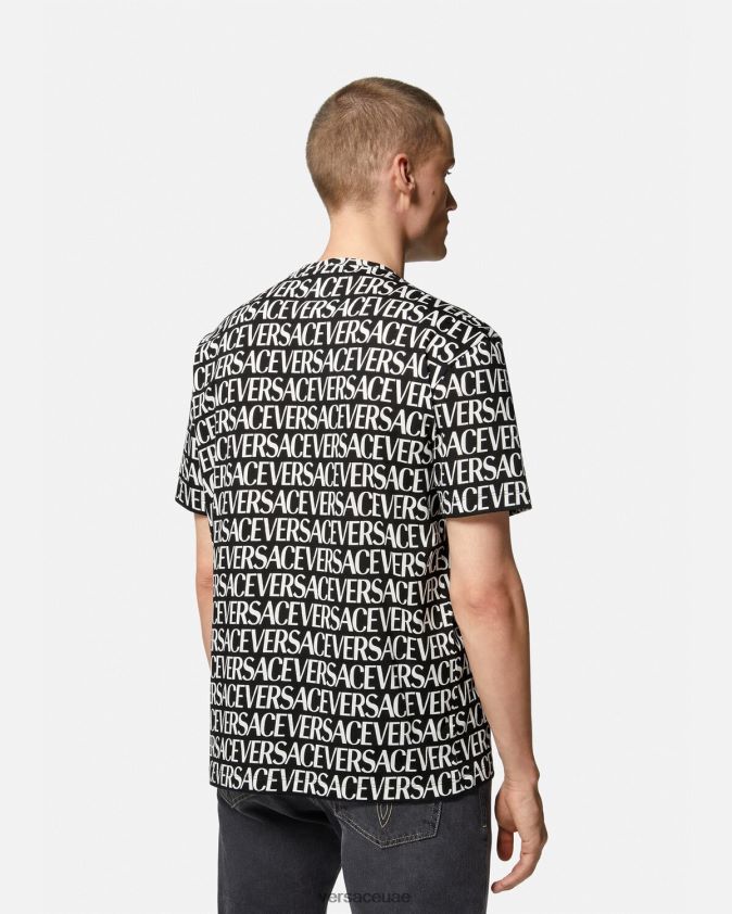 رجال كل انحاء تي شيرت Versace أسود وطباعة 0FVD2J1390 ملابس