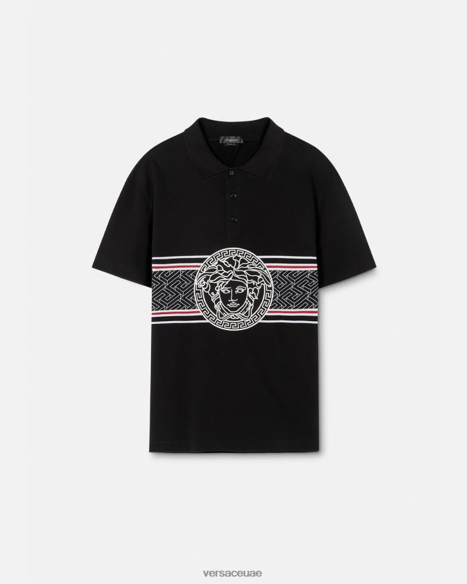 رجال قميص بولو مطرز بميدوسا Versace أسود 0FVD2J1395 ملابس