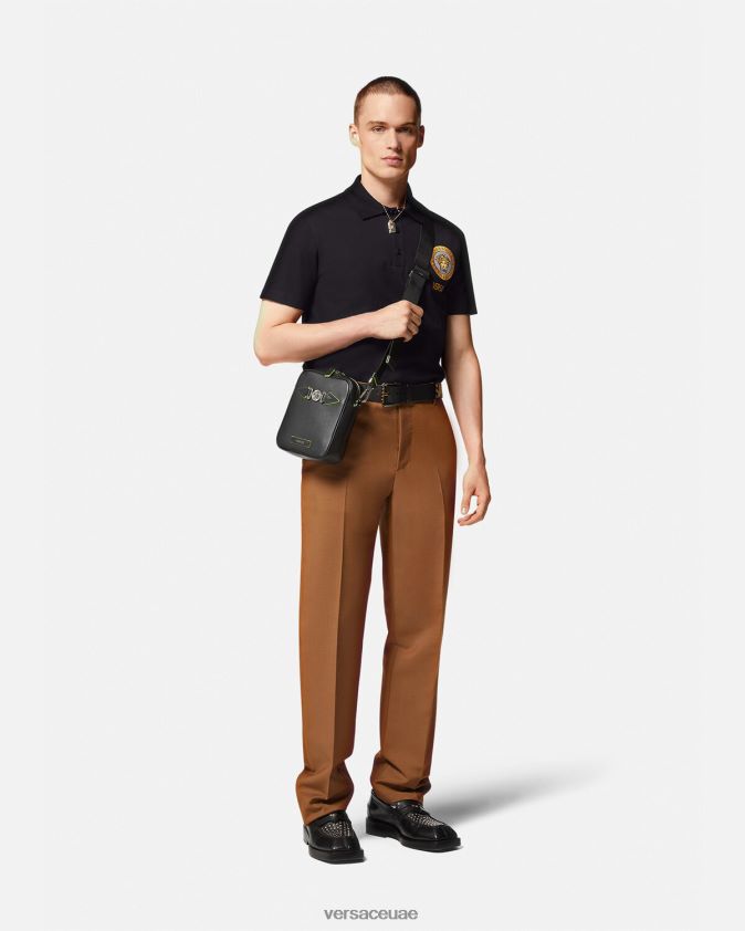 رجال قميص بولو مطرز بميدوسا Versace أسود 0FVD2J1398 ملابس