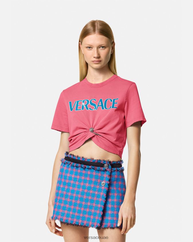 نحيف تي شيرت بشعار دبوس الأمان Versace لون القرنفل 0FVD2J139 ملابس