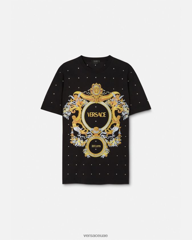 رجال تي شيرت شبكي من الكريستال الباروكي Versace أسود 0FVD2J1402 ملابس