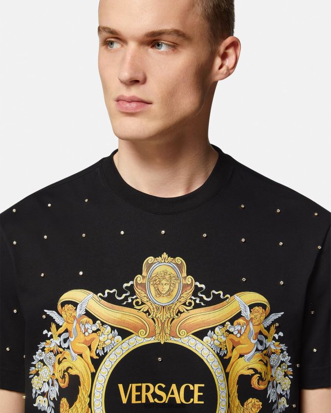 رجال تي شيرت شبكي من الكريستال الباروكي Versace أسود 0FVD2J1402 ملابس
