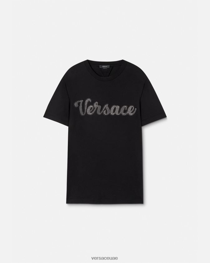 رجال تيشيرت بشعار كريستال اسكواش Versace أسود 0FVD2J1406 ملابس