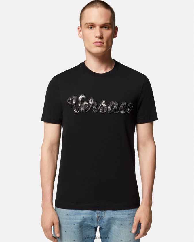 رجال تيشيرت بشعار كريستال اسكواش Versace أسود 0FVD2J1406 ملابس