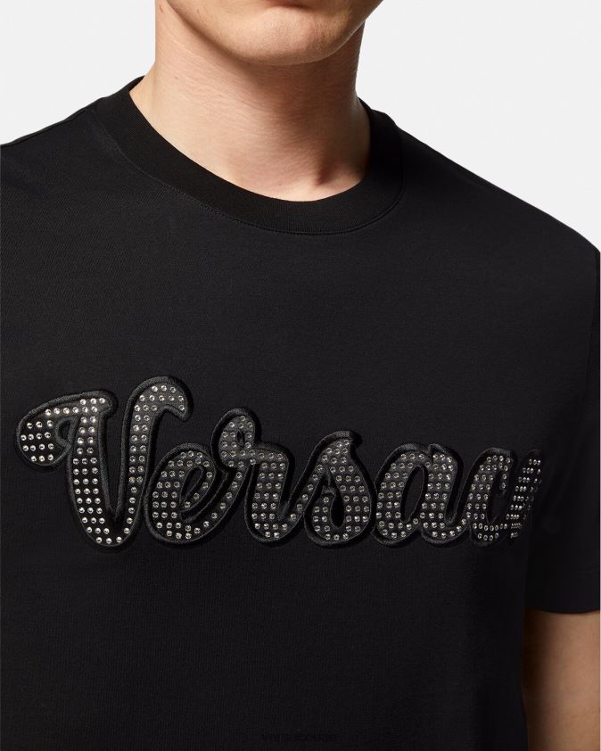رجال تيشيرت بشعار كريستال اسكواش Versace أسود 0FVD2J1406 ملابس