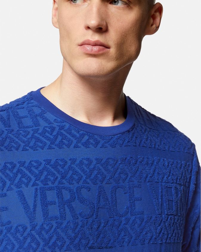 رجال كل انحاء تيري تي شيرت Versace أزرق 0FVD2J1407 ملابس