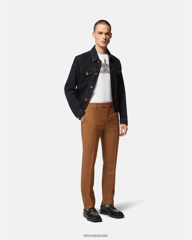 رجال تي شيرت بشعار لا اليونان Versace أبيض 0FVD2J1408 ملابس