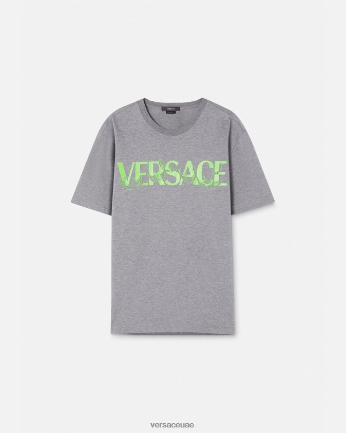 رجال تيشيرت مطرز بشعار الباروك Versace رمادي 0FVD2J1410 ملابس