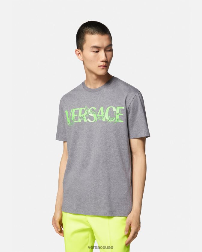 رجال تيشيرت مطرز بشعار الباروك Versace رمادي 0FVD2J1410 ملابس