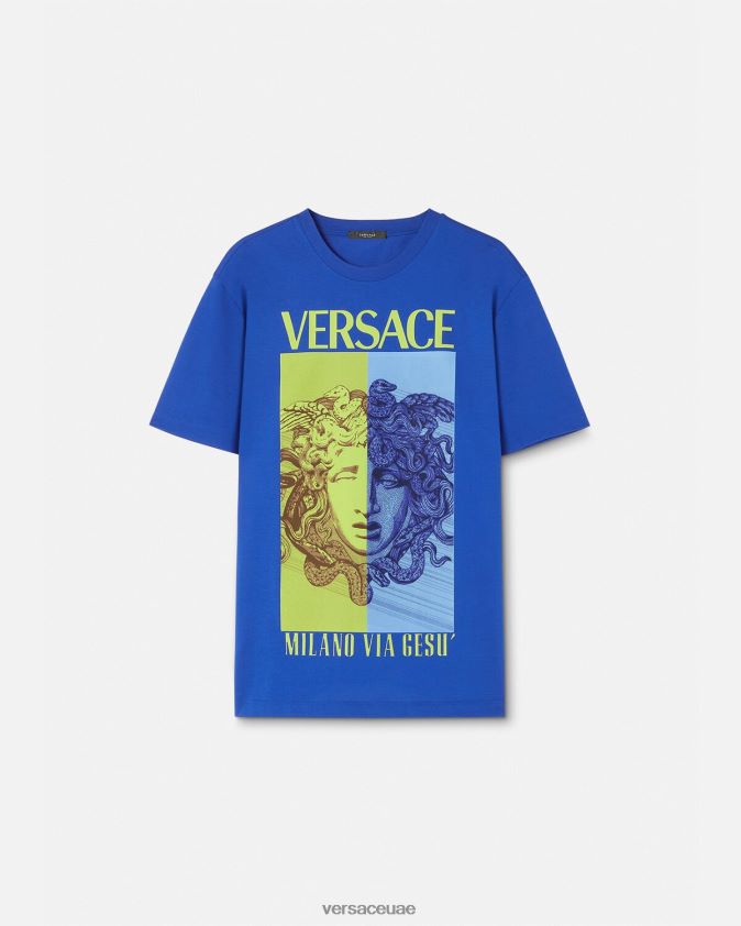 رجال تيشيرت بطبعة ميدوسا Versace أزرق 0FVD2J1411 ملابس