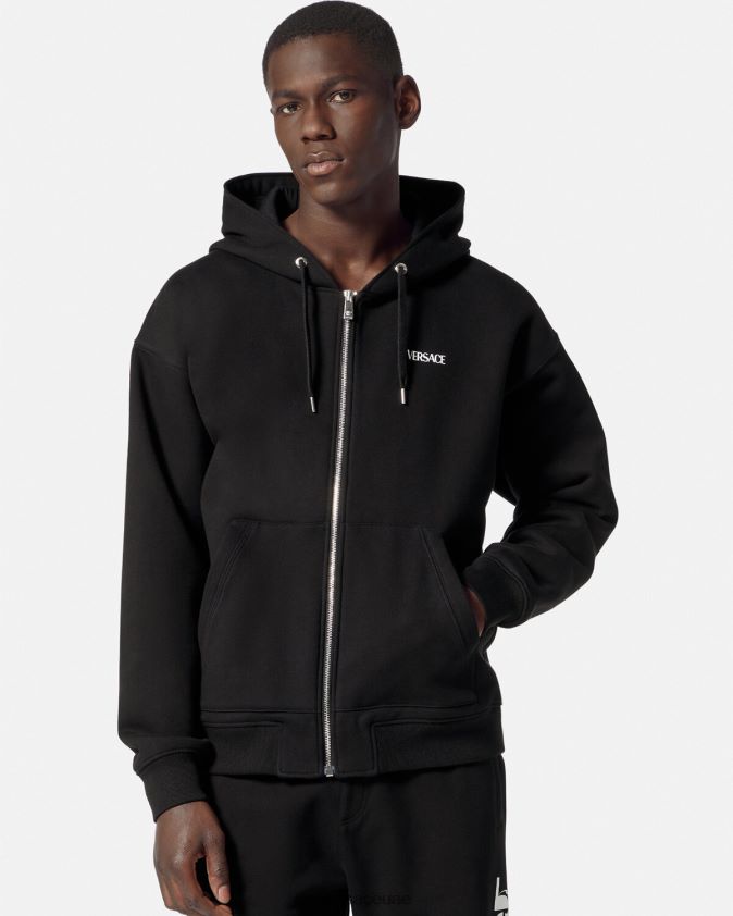 رجال هوديي بسحاب وشعار الماركة Versace أسود 0FVD2J1413 ملابس