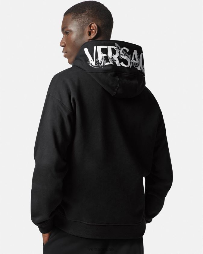 رجال هوديي بسحاب وشعار الماركة Versace أسود 0FVD2J1413 ملابس