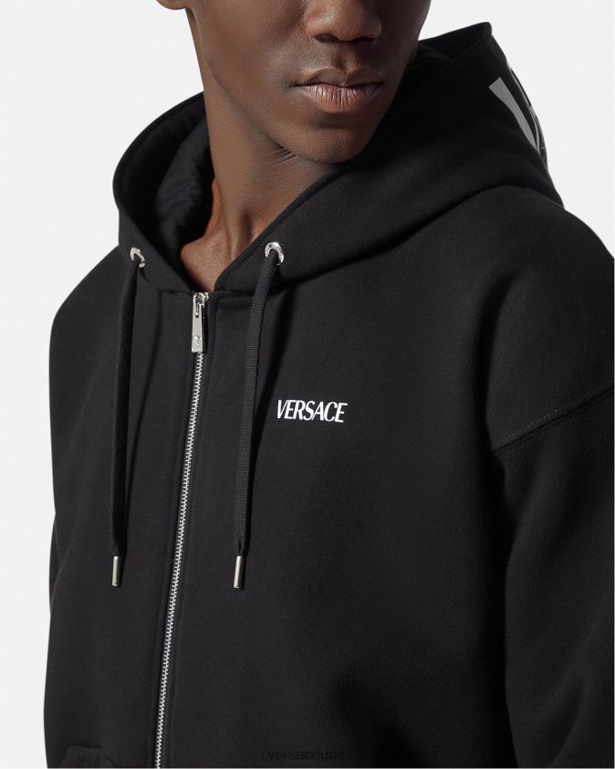 رجال هوديي بسحاب وشعار الماركة Versace أسود 0FVD2J1413 ملابس